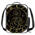 Gold And Black Scorpio Sign Print Crossbody Lunch Bag