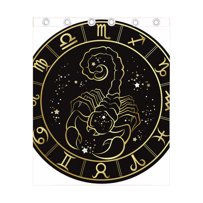 Gold And Black Scorpio Sign Print Curtain