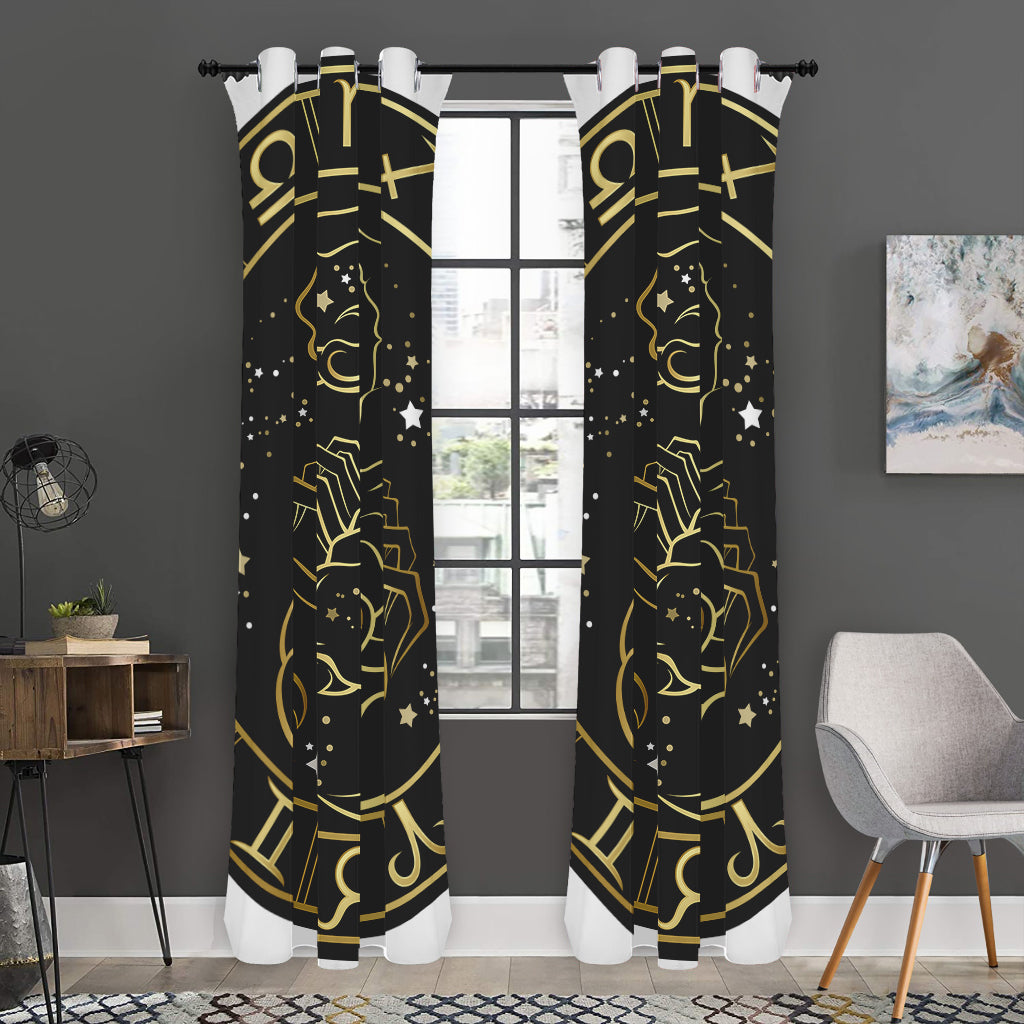 Gold And Black Scorpio Sign Print Curtain