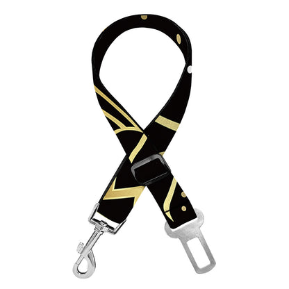 Gold And Black Scorpio Sign Print Dog Seat Belt