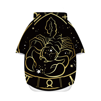 Gold And Black Scorpio Sign Print Dog Zip Up Hoodie