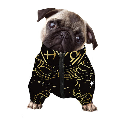 Gold And Black Scorpio Sign Print Dog Zip Up Jacket