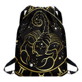 Gold And Black Scorpio Sign Print Drawstring Backpack