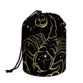 Gold And Black Scorpio Sign Print Drawstring Makeup Bag