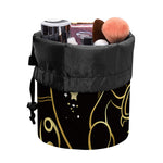 Gold And Black Scorpio Sign Print Drawstring Makeup Bag