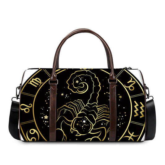 Gold And Black Scorpio Sign Print Duffle Bag