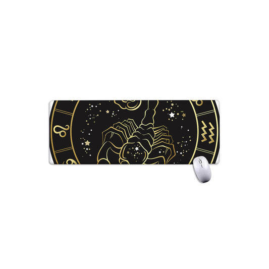 Gold And Black Scorpio Sign Print Extended Mouse Pad