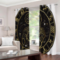 Gold And Black Scorpio Sign Print Extra Wide Grommet Curtains