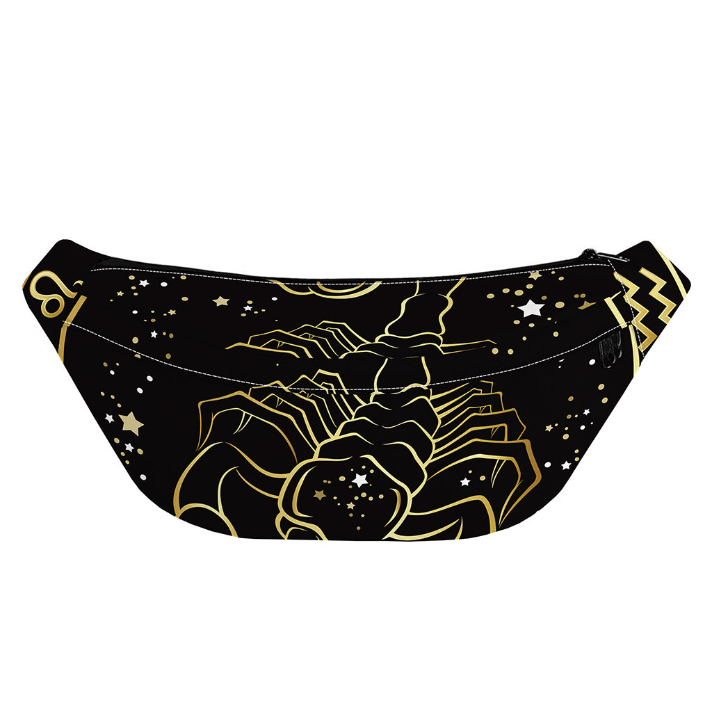 Gold And Black Scorpio Sign Print Fanny Pack
