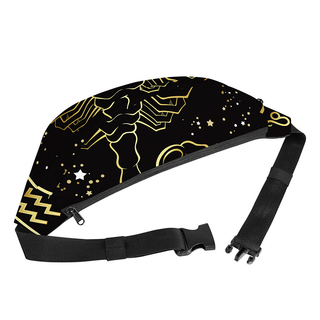 Gold And Black Scorpio Sign Print Fanny Pack