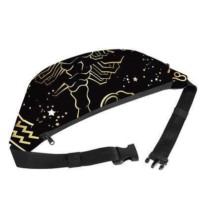 Gold And Black Scorpio Sign Print Fanny Pack