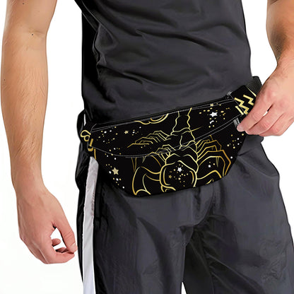 Gold And Black Scorpio Sign Print Fanny Pack