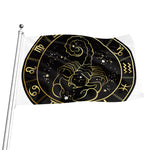 Gold And Black Scorpio Sign Print Flag