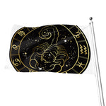 Gold And Black Scorpio Sign Print Flag
