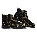 Gold And Black Scorpio Sign Print Flat Ankle Boots