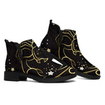 Gold And Black Scorpio Sign Print Flat Ankle Boots