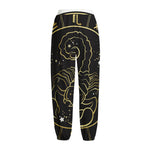 Gold And Black Scorpio Sign Print Fleece Lined Knit Pants