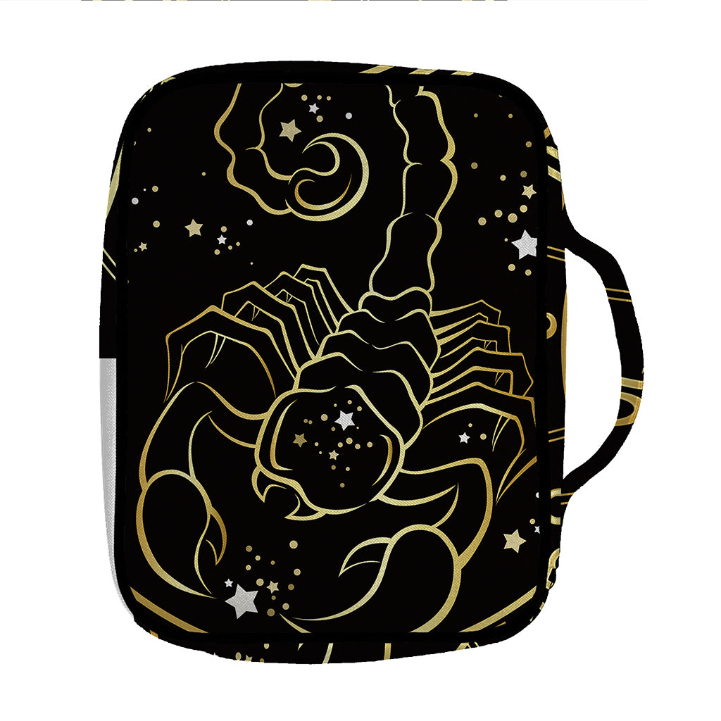 Gold And Black Scorpio Sign Print Front Pocket Bible Bag