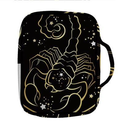 Gold And Black Scorpio Sign Print Front Pocket Bible Bag