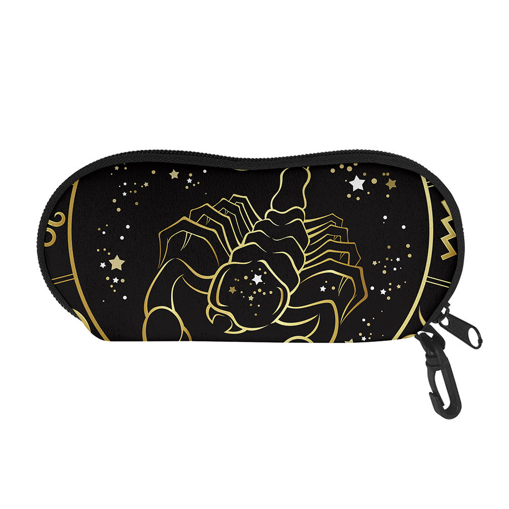Gold And Black Scorpio Sign Print Glasses Case