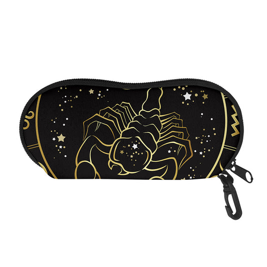 Gold And Black Scorpio Sign Print Glasses Case
