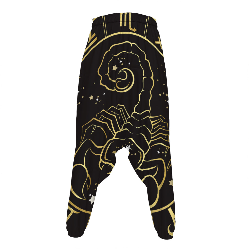 Gold And Black Scorpio Sign Print Hammer Pants