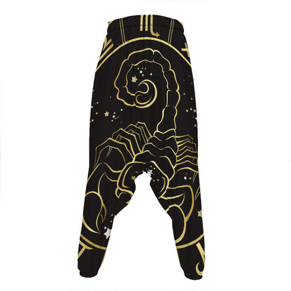 Gold And Black Scorpio Sign Print Hammer Pants