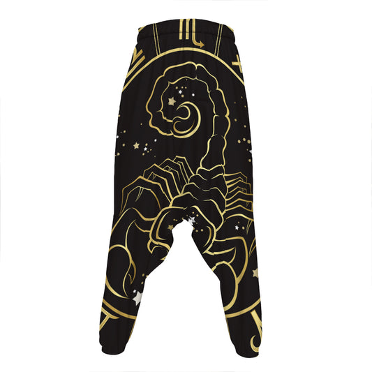 Gold And Black Scorpio Sign Print Hammer Pants