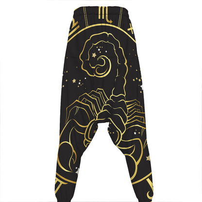 Gold And Black Scorpio Sign Print Hammer Pants