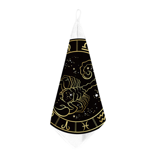 Gold And Black Scorpio Sign Print Hand Towel