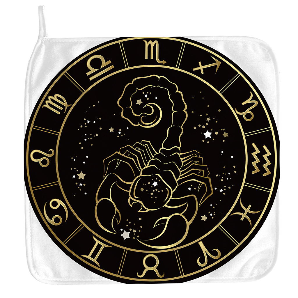 Gold And Black Scorpio Sign Print Hand Towel