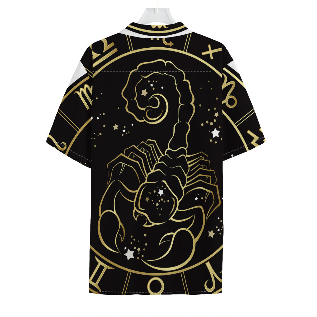 Gold And Black Scorpio Sign Print Hawaiian Shirt