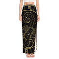 Gold And Black Scorpio Sign Print High Slit Maxi Skirt