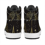 Gold And Black Scorpio Sign Print High Top Leather Sneakers