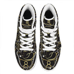 Gold And Black Scorpio Sign Print High Top Leather Sneakers