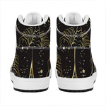 Gold And Black Scorpio Sign Print High Top Leather Sneakers