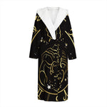 Gold And Black Scorpio Sign Print Hooded Bathrobe