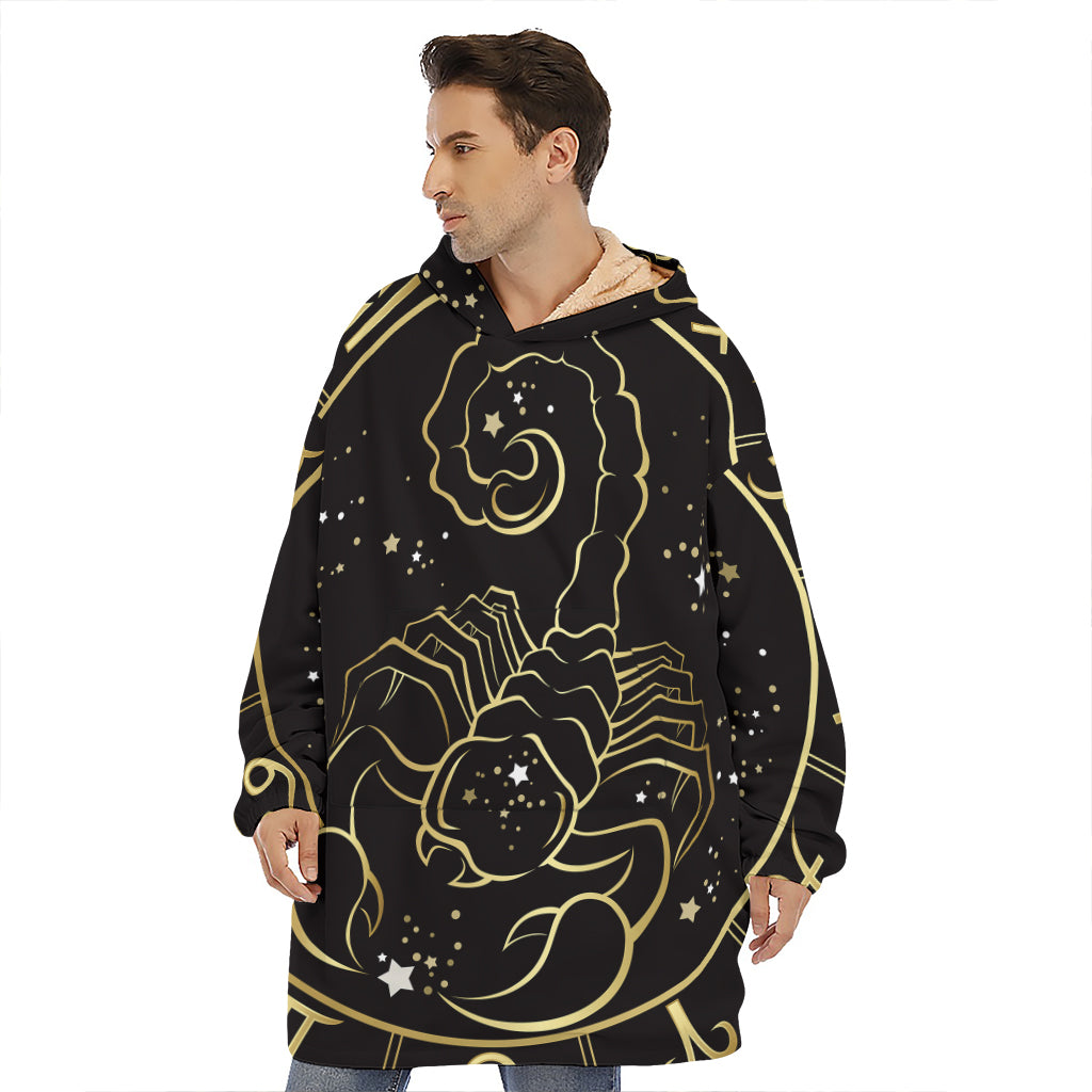 Gold And Black Scorpio Sign Print Hoodie Blanket