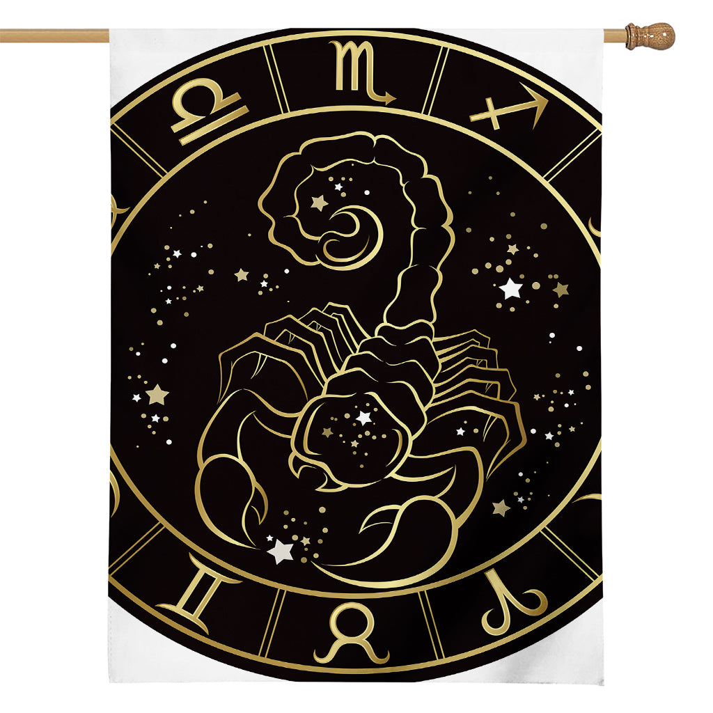 Gold And Black Scorpio Sign Print House Flag