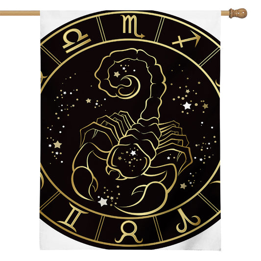 Gold And Black Scorpio Sign Print House Flag