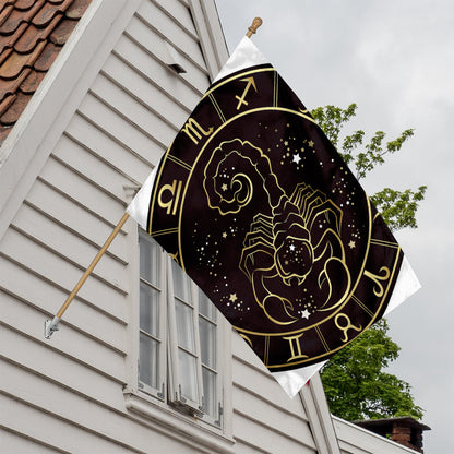 Gold And Black Scorpio Sign Print House Flag