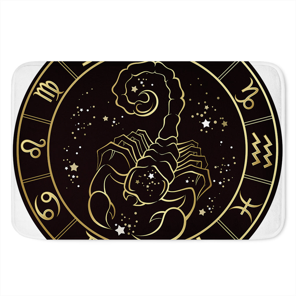 Gold And Black Scorpio Sign Print Indoor Door Mat