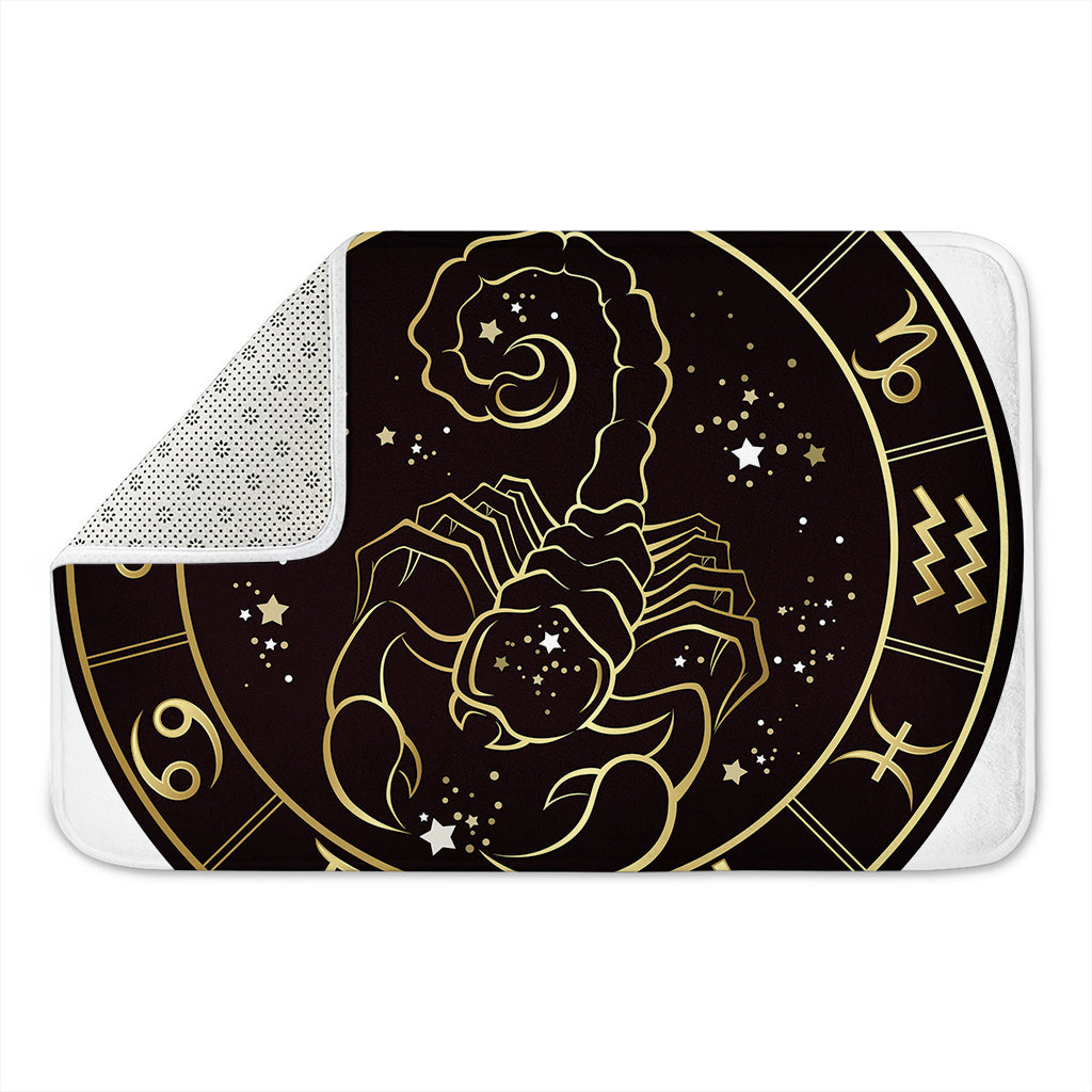Gold And Black Scorpio Sign Print Indoor Door Mat