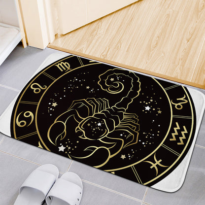 Gold And Black Scorpio Sign Print Indoor Door Mat