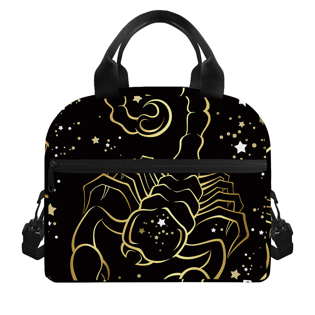 Gold And Black Scorpio Sign Print Insulated Lunch Bag