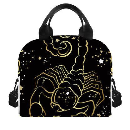 Gold And Black Scorpio Sign Print Insulated Lunch Bag