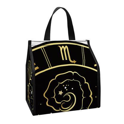 Gold And Black Scorpio Sign Print Insulated Lunch Tote