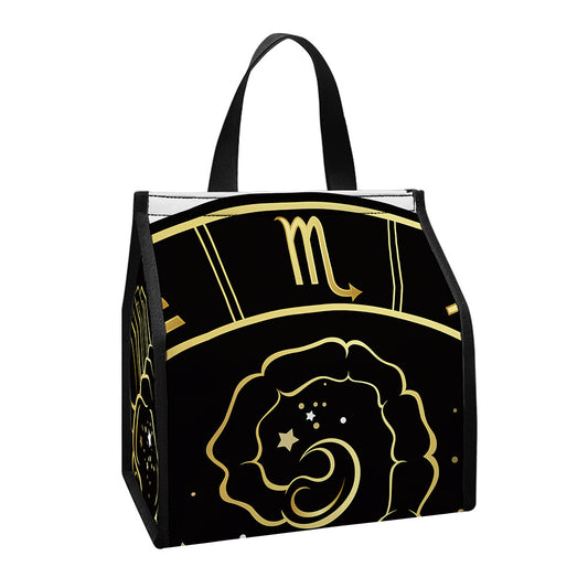 Gold And Black Scorpio Sign Print Insulated Lunch Tote