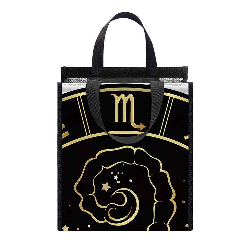 Gold And Black Scorpio Sign Print Insulated Lunch Tote