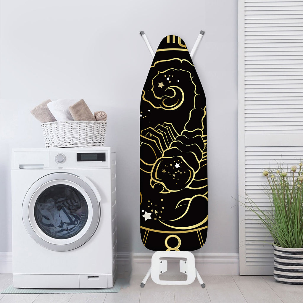 Gold And Black Scorpio Sign Print Ironing Board Cover